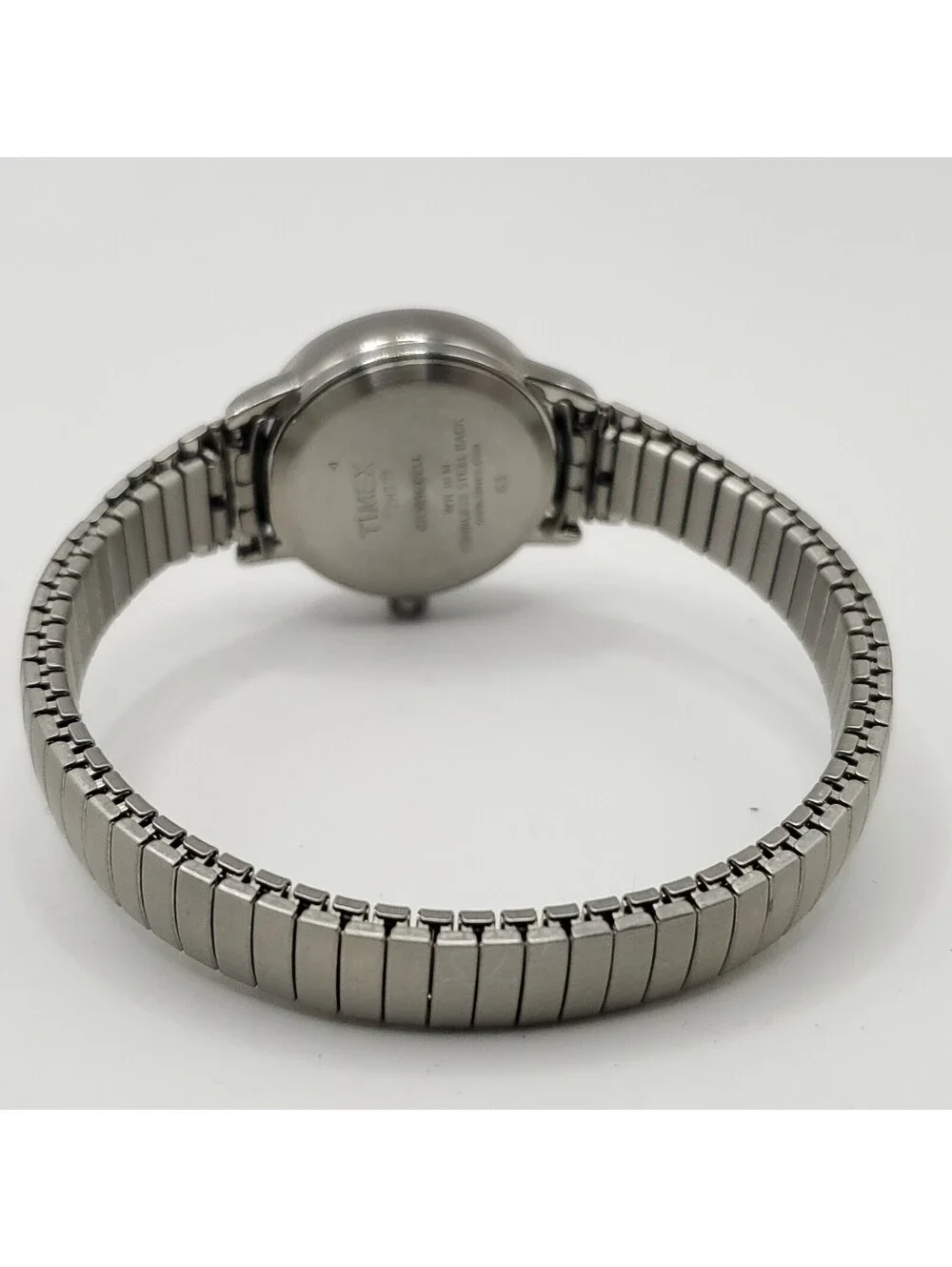 Timex Indiglo White Date Dial Womens Watch 25mm Silver Stretch Band New Battery